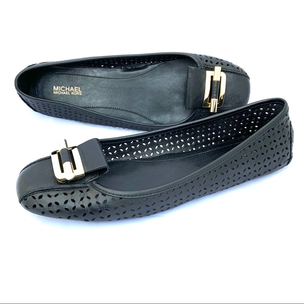 Michael Kors Black Leather Ballet Flats Size 9.5